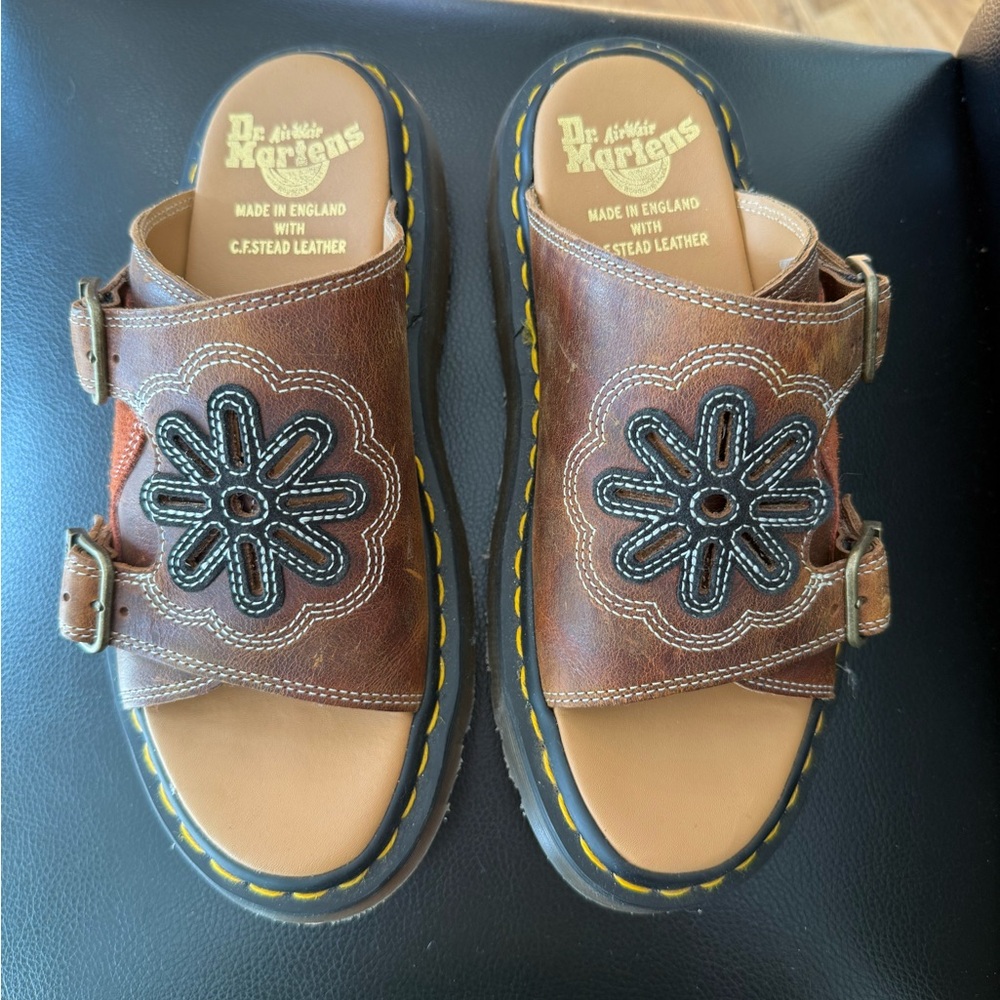 Dr. Martens Brown Sandals with Floral Design